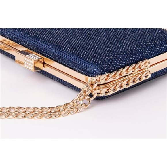 Women's Rhinestone Clutch Bags Sparkly Glitter Blue - Picture 5 of 6